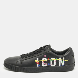 Dsquared2 Black Leather Cassetta Low Top Sneakers Size 41 1158826