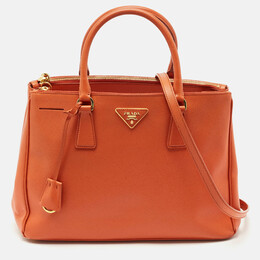 Prada Orange Saffino Lux Leather Medium Double Zip Tote 1158368
