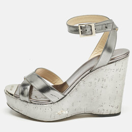 Jimmy Choo: Серебристые сандалии 