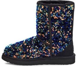 Кроссовки классические короткие звездные блестящие зимние ботинки Ugg, черный 1112514-blk | black