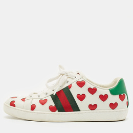 Gucci Multicolor Leather Ace Hearts Low Top Sneakers Size 37 1165159