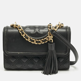 Tory Burch: Чёрная сумка  Fleming