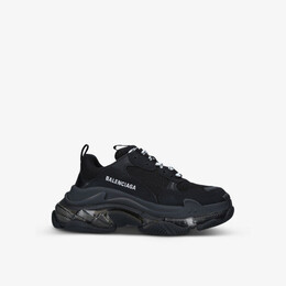 Кроссовки средней высоты Triple S из кожи и сетки Balenciaga, черный r03654015 | black