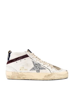 Кроссовки Golden Goose Mid Star, цвет White, Silver, Wine, & Medieval ggor-wz484 | white, silver, wine, & medieval