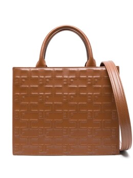 Elisabetta Franchi стеганая сумка-тоут с тисненым логотипом, коричневый bsc0325ec | коричневый