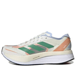 Кроссовки adizero boston 11 running shoes 'white tint / court green' Adidas, белый hq3697 | white tint / court green / coral fusion