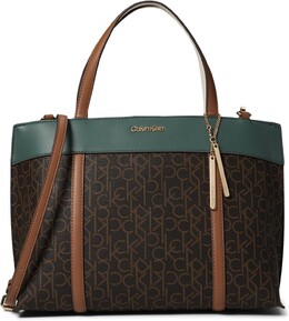 Сумка Calvin Klein Gillian Signature Satchel, цвет Brown/Khaki/White/Caramel/Sage 9941826 | brown/khaki/white/caramel/sage