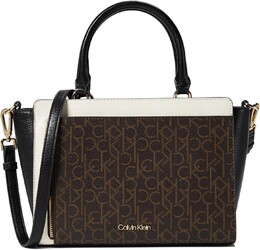 Сумка Calvin Klein Rylan Signature Satchel, цвет Brown/Khaki/Black/White 9941834 | brown/khaki/black/white