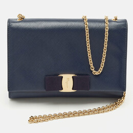 Salvatore Ferragamo: Синий клатч  Vara Bow
