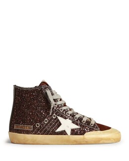 Женские высокие кроссовки Francy Penstar с блестками Golden Goose 4709797 | coffee brown