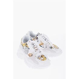 Кроссовки JEANS COUTURE с мотивом «барокко» и замшевыми деталями 7 см Versace, White 0017352900 | white
