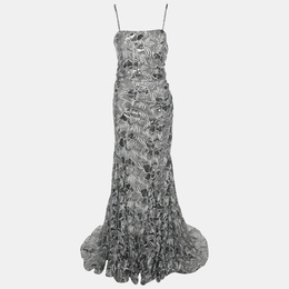 Badgley Mischka: Серебристое платье 