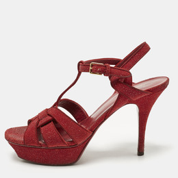 Saint Laurent Paris: Красные сандалии  Tribute