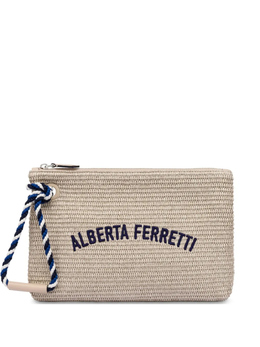 Alberta Ferretti клатч с вышивкой, нейтральный aef25152b84088210 | нейтральные цвета