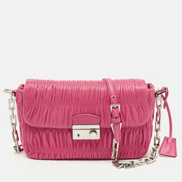 Prada Fuchsia Nappa Gaufre Leather Flap Shoulder Bag 1201648