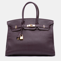 Hermes: Фиолетовая сумка  Birkin 35