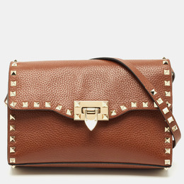 Valentino: Коричневая сумка через плечо  Rockstud
