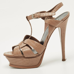 Saint Laurent Paris: Коричневые сандалии  Tribute