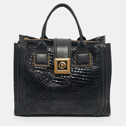 Versace Black Leather and Patent Leather Vanitas Icon Tote 1211981