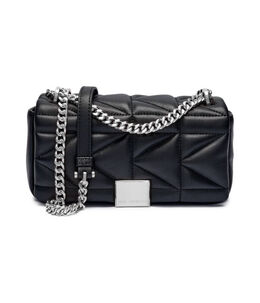 Кожаная сумка через плечо со стеганой подкладкой Karl Lagerfeld, черный kl251w00005708700os | juoda