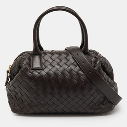 Bottega Veneta Dark Brown Intrecciato Leather Medium Bauletto Bag 1217981