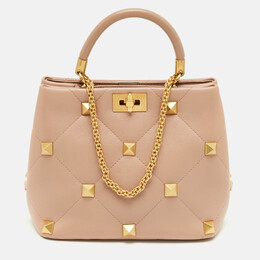 Valentino: Розовая сумка на руку  Roman Stud