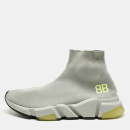 Balenciaga Grey Knit Fabric Speed Trainer High Top Sneakers Size 37 1237723