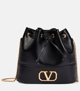 Маленькая кожаная сумка-ведро VLogo Signature Valentino Garavani, черный p00779231 | black