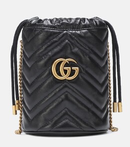 Сумка-ведро GG Marmont Mini из кожи Gucci, черный p00398955 | black