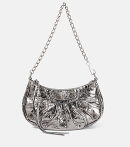 Кожаная сумка через плечо Le Cagole Mini Balenciaga, серебряный p00658508 | silver