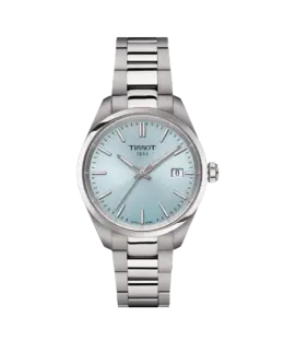 Женские часы PR100 из стали 34мм синие Tissot, серебрянный 7611608313398 | plata