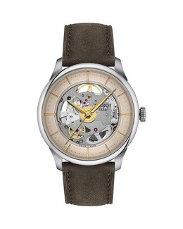 Часы Tissot Chemin des Tourelles Powermatic 80 Skeleton, 39 мм, серый 5182631 | gray/brown