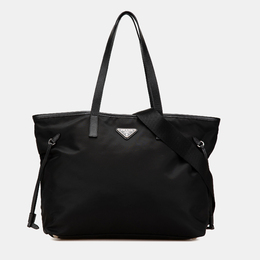 Prada Black Tessuto Saffiano Trimmed Open Convertible Tote 1146518