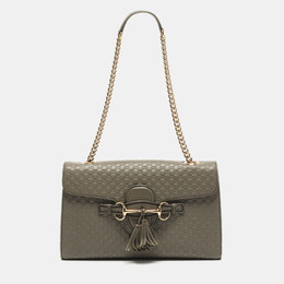 Gucci Grey MicroGuccissima Leather Medium Emily Chain Shoulder Bag 1175849
