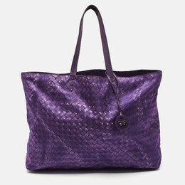 Bottega Veneta Purple Intrecciato Printed Nylon and Leather Tote 1184905