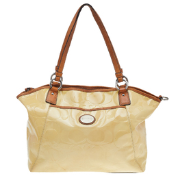 Coach Cream Signature Patent Leather Peyton Tote 509171