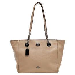 Coach Grey Leather TurnLock Tote 494358