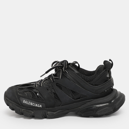Balenciaga Black Faux Leather and Mesh Track Sneakers Size 39 1215634