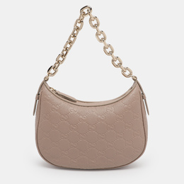 Gucci Beige Guccissima Leather Medium GG Emblem Shoulder Bag 1222038