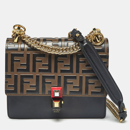 Fendi: Чёрная сумка  Zucca