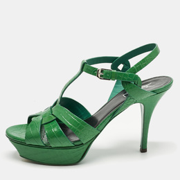 Saint Laurent Paris: Зелёные сандалии  Tribute