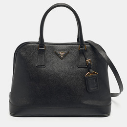 Prada Black Saffiano Lux Leather Promenade Open Satchel 1212045