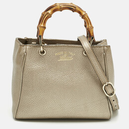 Gucci Metallic Gold Leather Mini Bamboo Tote 1215504