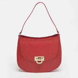 DKNY Red Pebbled Leather Shoulder Bag 1217572