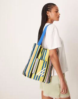 Сумка-шоппер Adidas Originals из желтой полосатой махровой ткани 139923407 | yellow