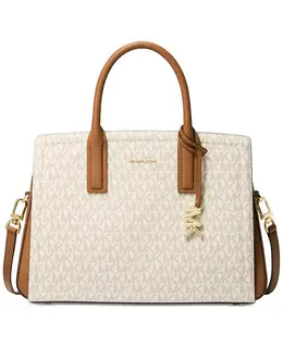 Лайла Средняя Кожаная Сумка Через Плечо Michael Kors, белый 21286349 | vanilla/acorn
