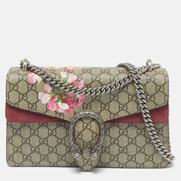 Gucci Old Rose/Beige GG Supreme Canvas and Suede Small Dionysus Blooms Shoulder Bag 1107780