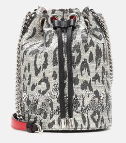 Сумка-ведро Marie Jane с металлическим эффектом Christian Louboutin, Silver-Black/Black/Multi p00403856 | silver-black/black/multi
