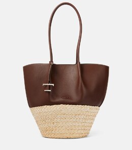 Кожаная и соломенная сумка-шопер Tod's, Mogano Naturale p01051356 | mogano naturale
