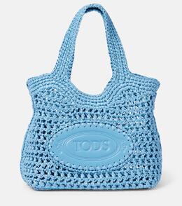 Сумка-корзинка из рафии с кожаной отделкой Tod's, Azzuro Medio Persian Blue p01051352 | azzuro medio persian blue